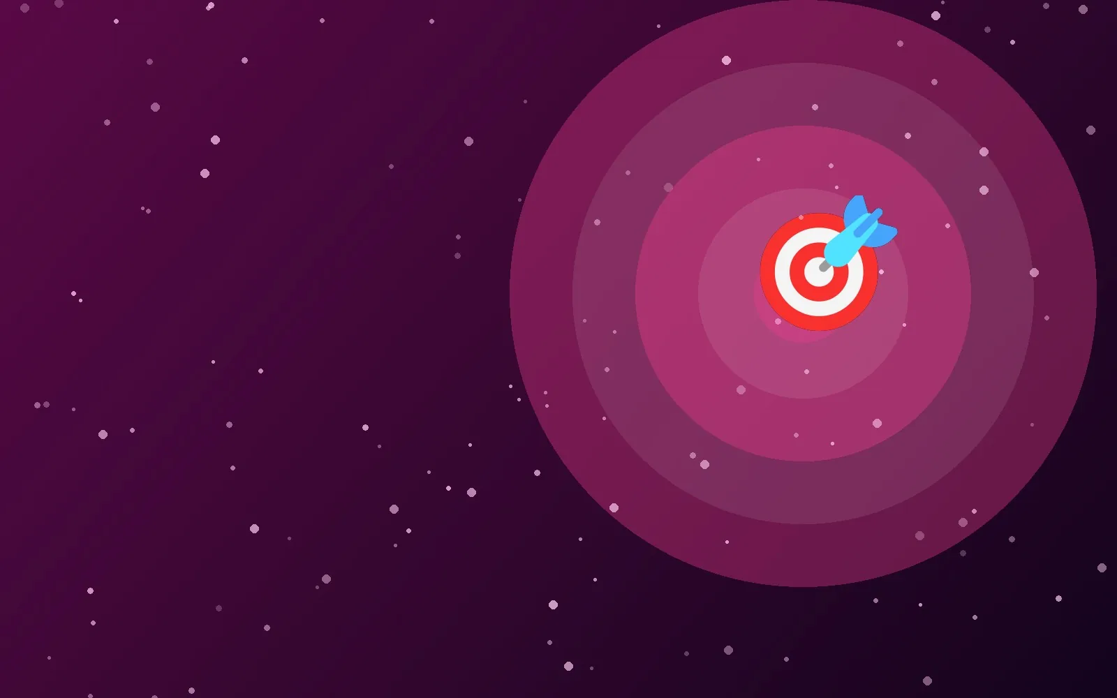 A dart in the centre of a glowing pink target